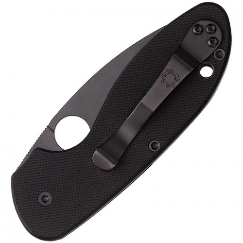 Spyderco Efficient Folding Knife - 3" Black Coated 8Cr13Mov Stainless Steel Blade Black G10 Handle