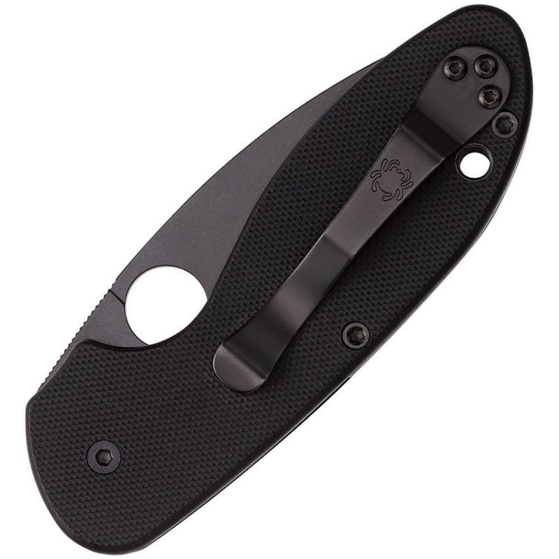 Spyderco Efficient Folding Knife - 3" Black Coated 8Cr13Mov Stainless Steel Blade Black G10 Handle