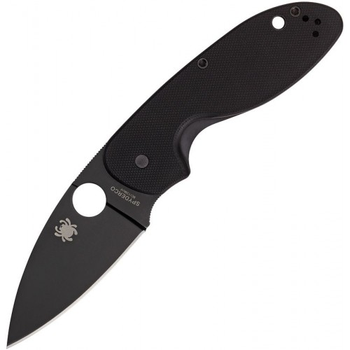 Spyderco Efficient Folding Knife - 3" Black Coated 8Cr13Mov Stainless Steel Blade Black G10 Handle