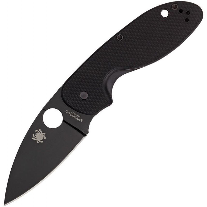 Spyderco Efficient Folding Knife - 3" Black Coated 8Cr13Mov Stainless Steel Blade Black G10 Handle