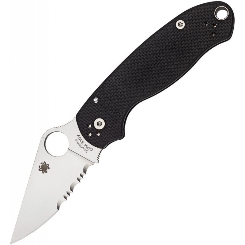 Spyderco Paramilitary 3 Folding Knife - 3" CPM-S45VN Part Serrated Blade Black G10 Handle