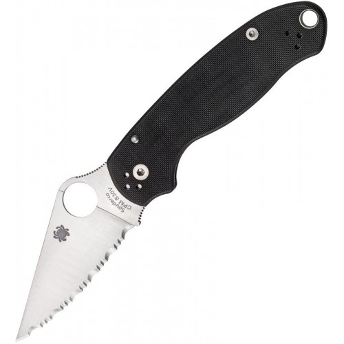 Spyderco Paramilitary 3 Folding Knife - 3" CPM-S45VN Spyderedge Serrated Blade Black G10 Handle