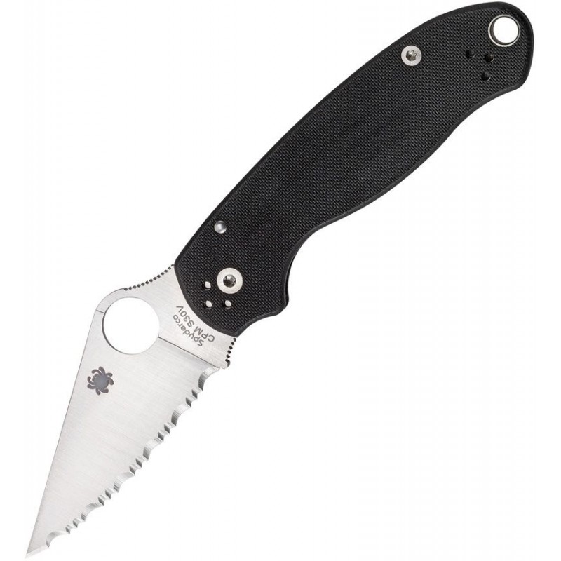 Spyderco Paramilitary 3 Folding Knife - 3" CPM-S45VN Spyderedge Serrated Blade Black G10 Handle