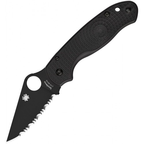 Spyderco Para 3 LW Folding Knife - 2.92" CTS-BD1N Black Spyderedge Serrated Blade Black FRN Handle