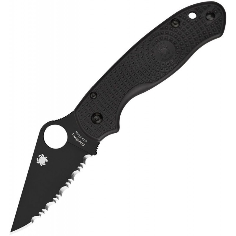 Spyderco Para 3 LW Folding Knife - 2.92" CTS-BD1N Black Spyderedge Serrated Blade Black FRN Handle