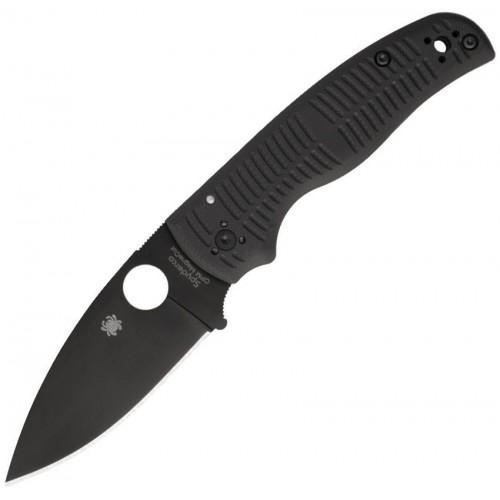 Spyderco Shaman Salt Folding Knife - 3.58" CPM-MagnaCut Black DLC Plain Blade Black G10 Handle