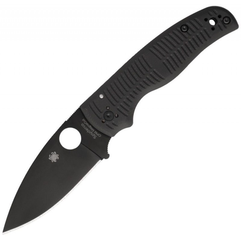 Spyderco Shaman Salt Folding Knife - 3.58" CPM-MagnaCut Black DLC Plain Blade Black G10 Handle