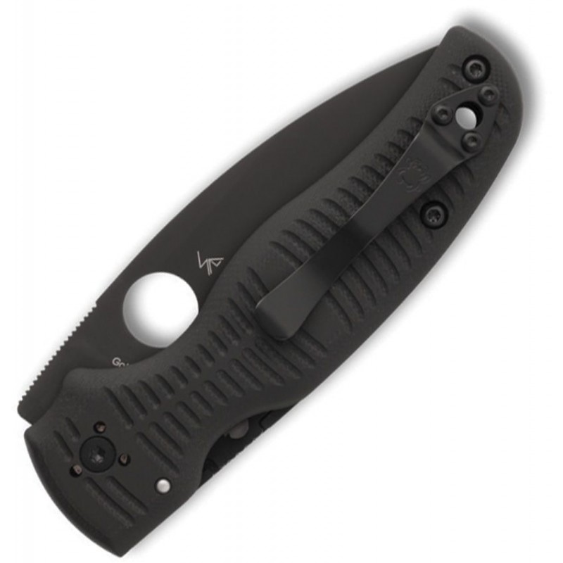 Spyderco Shaman Salt Folding Knife - 3.58" CPM-MagnaCut Black DLC Plain Blade Black G10 Handle