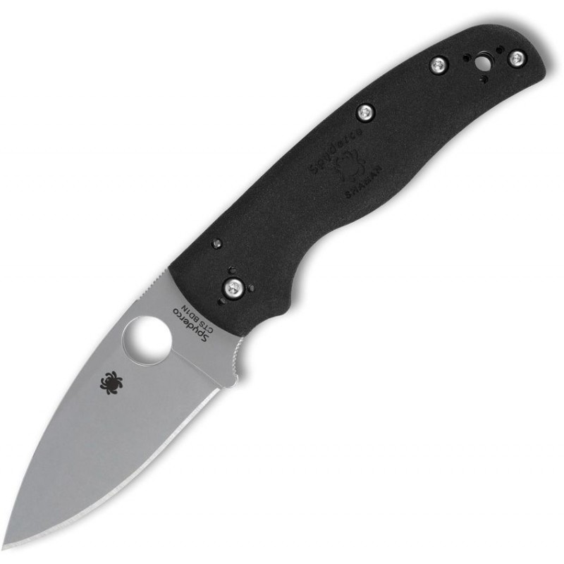 Spyderco Shaman Lightweight Folding Knife - 3.58" CTS-BD1N Blade Black FRN Handle