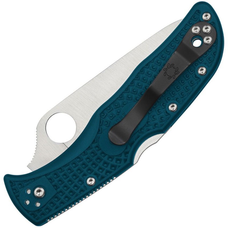 Spyderco Endela Lightweight Folding Knife - 3.41" K390 Satin Plain Blade Blue FRN Handle