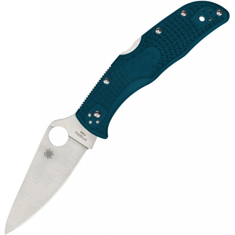 Spyderco Endela Lightweight Folding Knife - 3.41" K390 Satin Plain Blade Blue FRN Handle