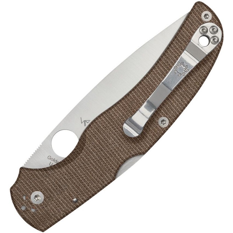 Spyderco Native Chief Folding Knife - 4" CPM CruWear Plain Blade Brown Canvas Micarta Handle