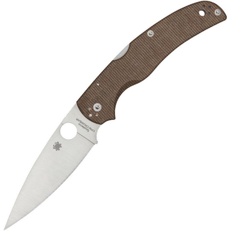Spyderco Native Chief Folding Knife - 4" CPM CruWear Plain Blade Brown Canvas Micarta Handle