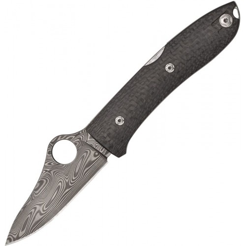 Spyderco Max SpyOpera Sprint Run Folding Knife - 2.9" Thor Damasteel Blade Carbon Fiber Handle