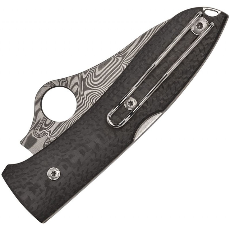 Spyderco Max SpyOpera Sprint Run Folding Knife - 2.9" Thor Damasteel Blade Carbon Fiber Handle