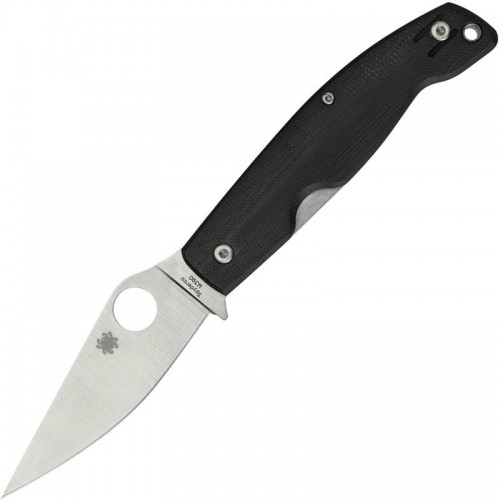 Spyderco Pattadese Ethnic Series Folding Knife - 3.16" M390 Satin Blade Contoured Black G10 Handle