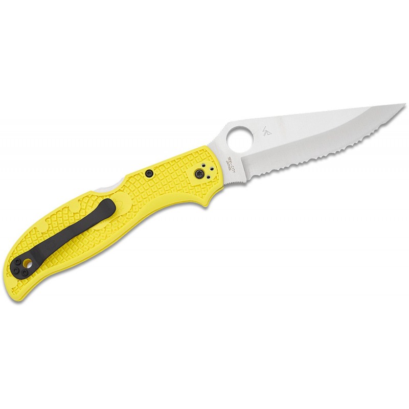 Spyderco Stretch 2XL Salt Folding Knife - 3.92" Serrated Blade, Yellow Handle