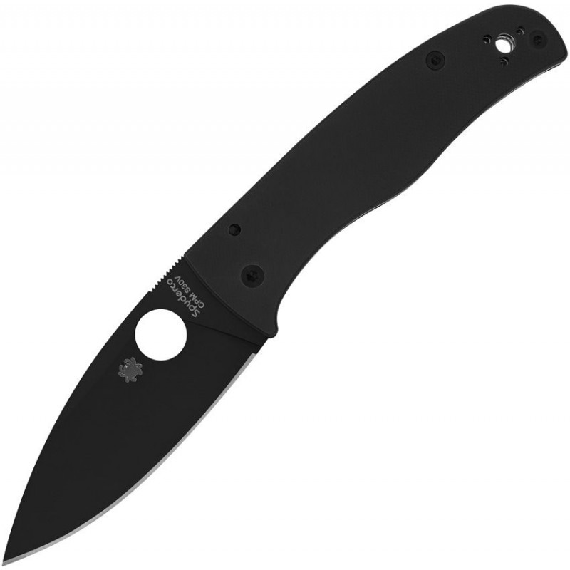 Spyderco Bodacious Folding Knife - 3.66" S30V Black Leaf Shaped Plain Blade Smooth Black G10 Handle