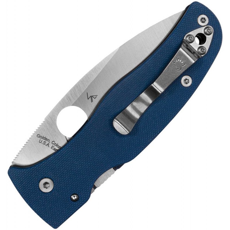 Spyderco Bodacious Folding Knife - 3.63" CPM-SPY27 Stainless Steel Blade Cobalt Blue G10 Handle