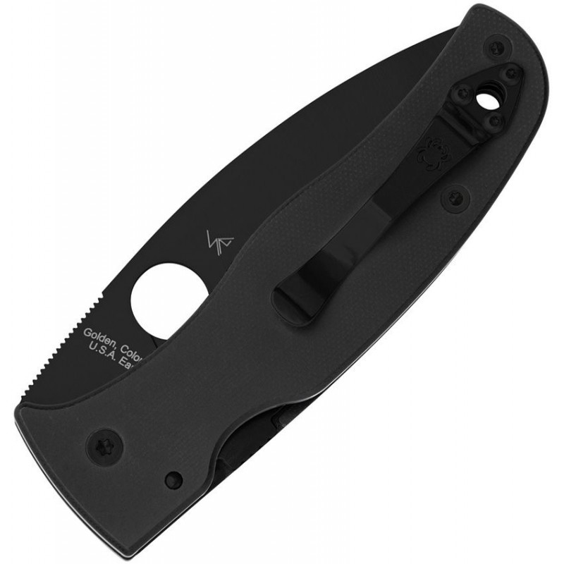 Spyderco Bodacious Folding Knife - 3.66" S30V Black DLC Leaf Shaped Serrated Blade Smooth Black G10 Handle