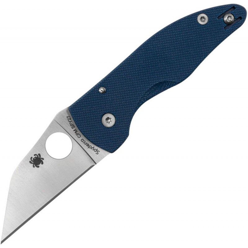 Spyderco MicroJimbo Folding Knife - 2.45" CPM-SPY27 Plain Blade Blue G10 Handle