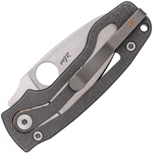 Spyderco PITS 2 UK EDC Folding Knife - 2.74" M398 Satin Drop Point Blade Skeletonized Titanium Handle