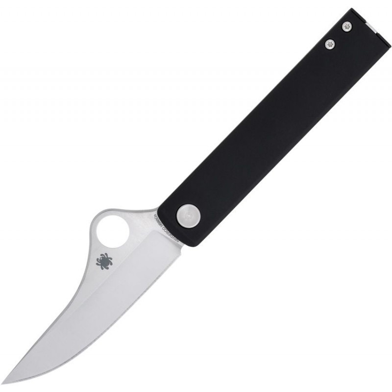 Spyderco Essenza Folding Knife - 3.19" N690Co Satin Straight Back Blade Black Aluminum Handle