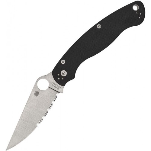 Spyderco Military 2 Compression Lock Folding Knife - 4" S30V Satin Combo Blade Black G10 Handle