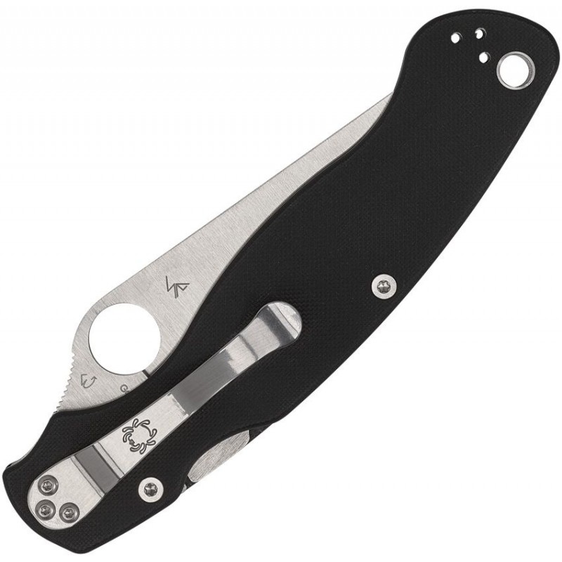 Spyderco Military 2 Compression Lock Folding Knife - 4" S30V Satin Combo Blade Black G10 Handle
