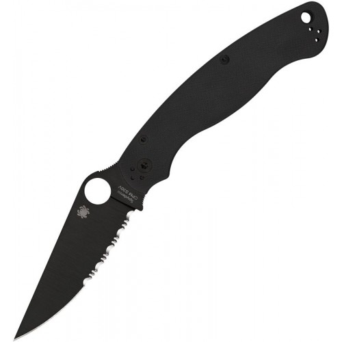 Spyderco Military 2 Compression Lock Folding Knife - 4" S30V Black Combo Blade Black G10 Handle