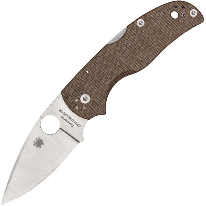 Spyderco Native 5 Folding Knife - 2.95" CPM-CruWear Plain Blade Brown Canvas Micarta Handle