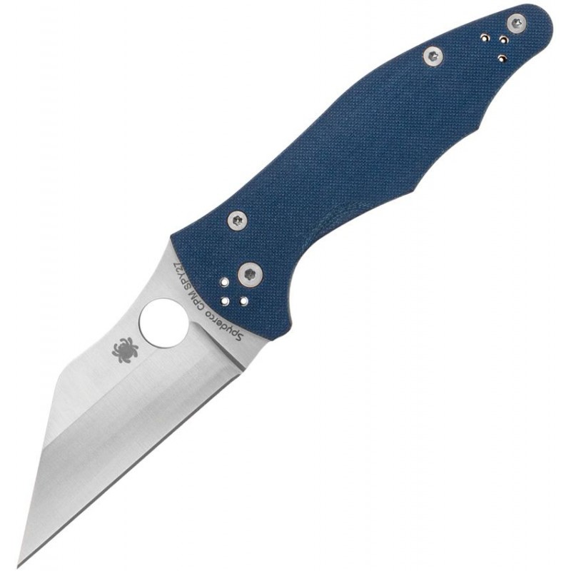 Spyderco Yojimbo 2 Folding Knife-  3.2" CPM-SPY27 Satin Plain Blade Cobalt Blue G10 Handle