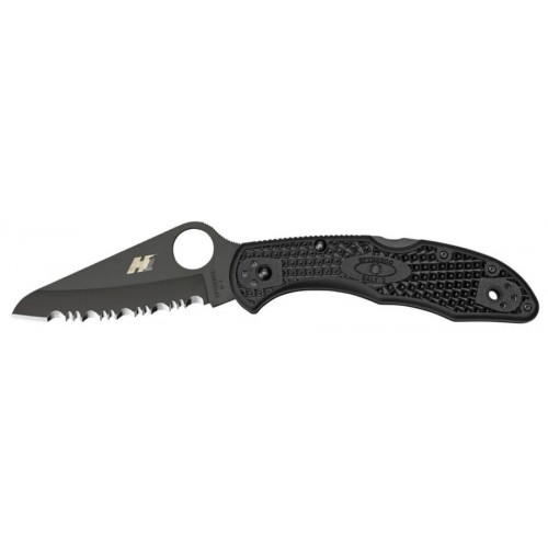 Spyderco Salt 2 LW Folding Knife - 3" H2 Serrated SpyderEdge Black Blade Black FRN Handle