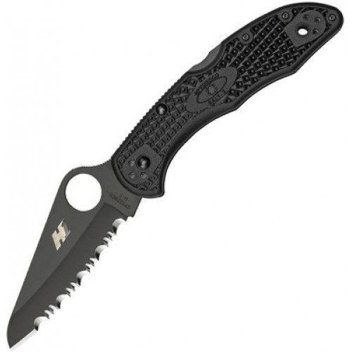 Spyderco Salt 2 LW Folding Knife - 3" H2 Serrated SpyderEdge Black Blade Black FRN Handle