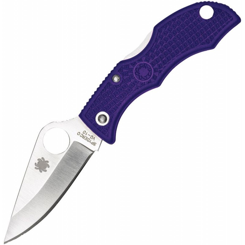 Spyderco Ladybug 3 Key Ring Knife - 1.938" VG10 Plain Blade Purple FRN Handle
