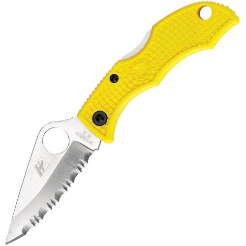 Spyderco Ladybug 3 Salt Key Ring Knife - 1.938" H2 Serrated Blade Yellow FRN Handle