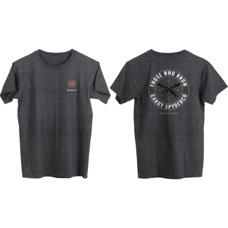 Official Spyderco "Those Who Know" Unisex T-Shirt Heather Dark Grey XX-Large