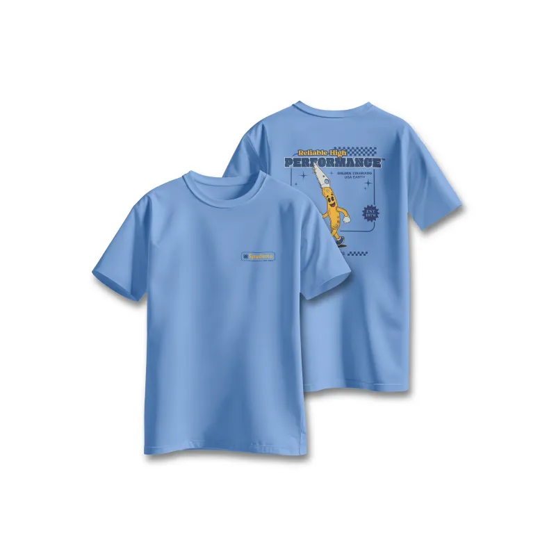 Official Spyderco Vintage Knife Character T-Shirt Blue - XXLarge Cyclaire Knives and Tools