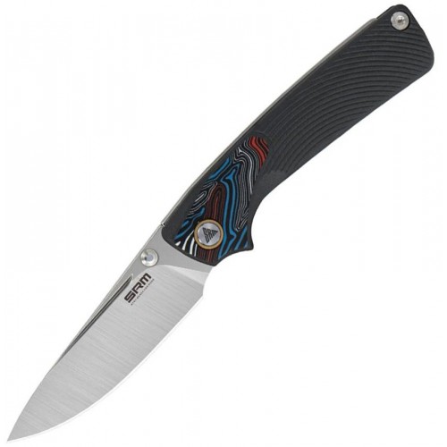 SRM Knives Dome UK EDC Pocket Knife - 2.99" 14C28N Stainless Steel DP Blade Dark Grey G10 Handle