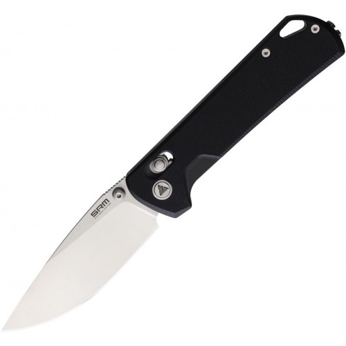 SRM Knives 168L-GB Folding Knife - 3.39" Two Tone D2 Tool Steel Blade Black G10 Handle