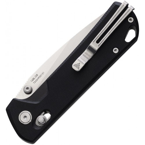 SRM Knives 168L-GB Folding Knife - 3.39" Two Tone D2 Tool Steel Blade Black G10 Handle