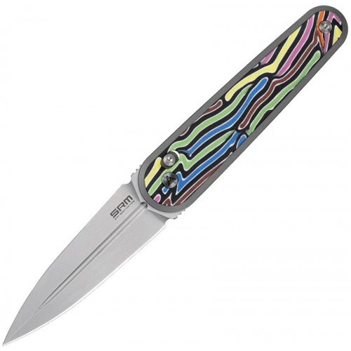 SRM Knives Twin 251MBGX Pocket Knife - 2.99" Bohler N690 Blade Multi Colour G10 Handle