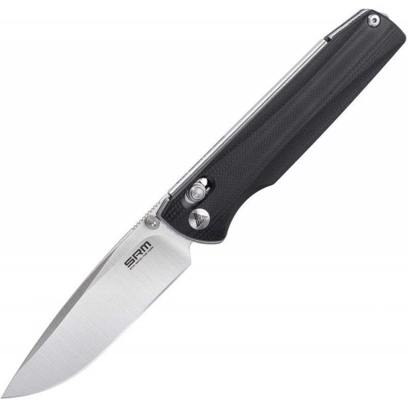 SRM Knives 258L-GB Ambi-Lock Folding Knife - 3.54" D2 Tool Steel Blade Black G10 Handle