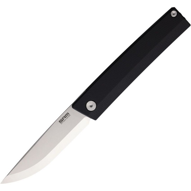 SRM Knives 401LGB Gent Pocket Knife - 3.25" Stainless Steel Blade Black G10 Handle