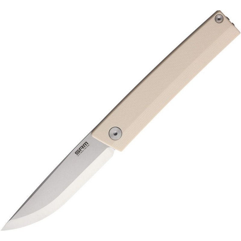 SRM Knives 401LGT Gent Pocket Knife - 3.25" Stainless Steel Blade Tan G10 Handle