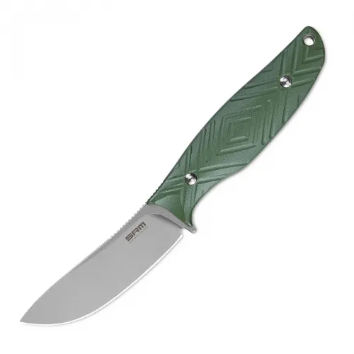 SRM Knives Fossa Fixed Blade Knife - 3.44" 14C28N Blade Green G10 Handle