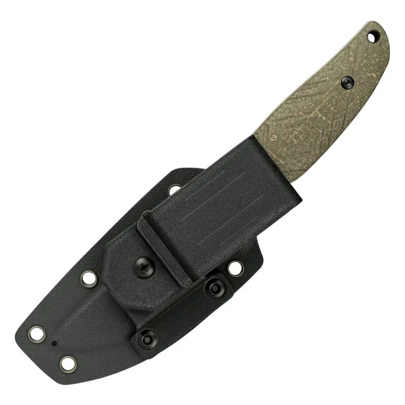 SRM Knives Fossa Fixed Blade Knife - 3.44" 14C28N Blade Green Weave Linen MIcarta Handle Cyclaire Knives and Tools