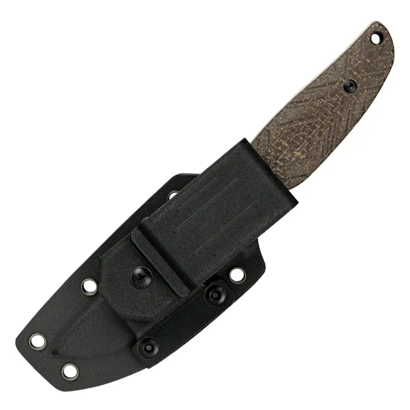 SRM Knives Fossa Fixed Blade Knife - 3.44" 14C28N Blade Tan Weave Linen MIcarta Handle Cyclaire Knives and Tools