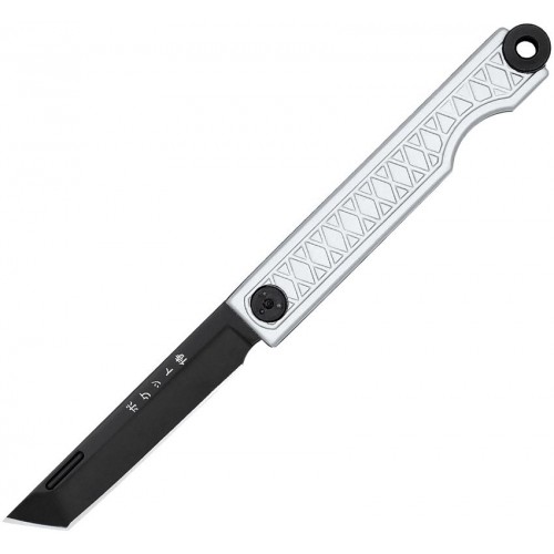 StatGear Pocket Samurai UK EDC Pocket Knife - 2" Black 440C Tanto Blade Grey Aluminium Handle