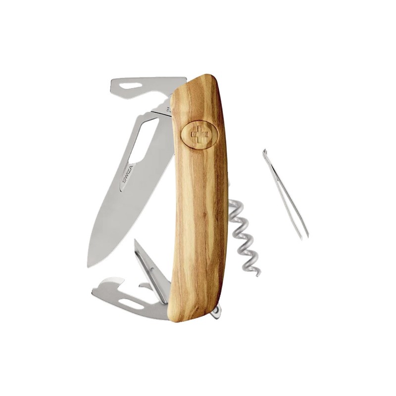 Swiza SH03R AM Olive Wood 11 Function Multi-Tool - 2.95" Blade